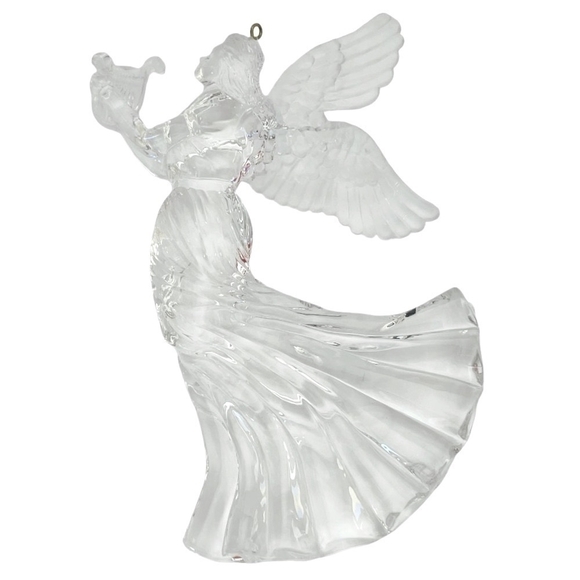 Vintage Ornament Acrylic Angel Figurine Angel Playing The Harp Xmas Ornament - Picture 4 of 4
